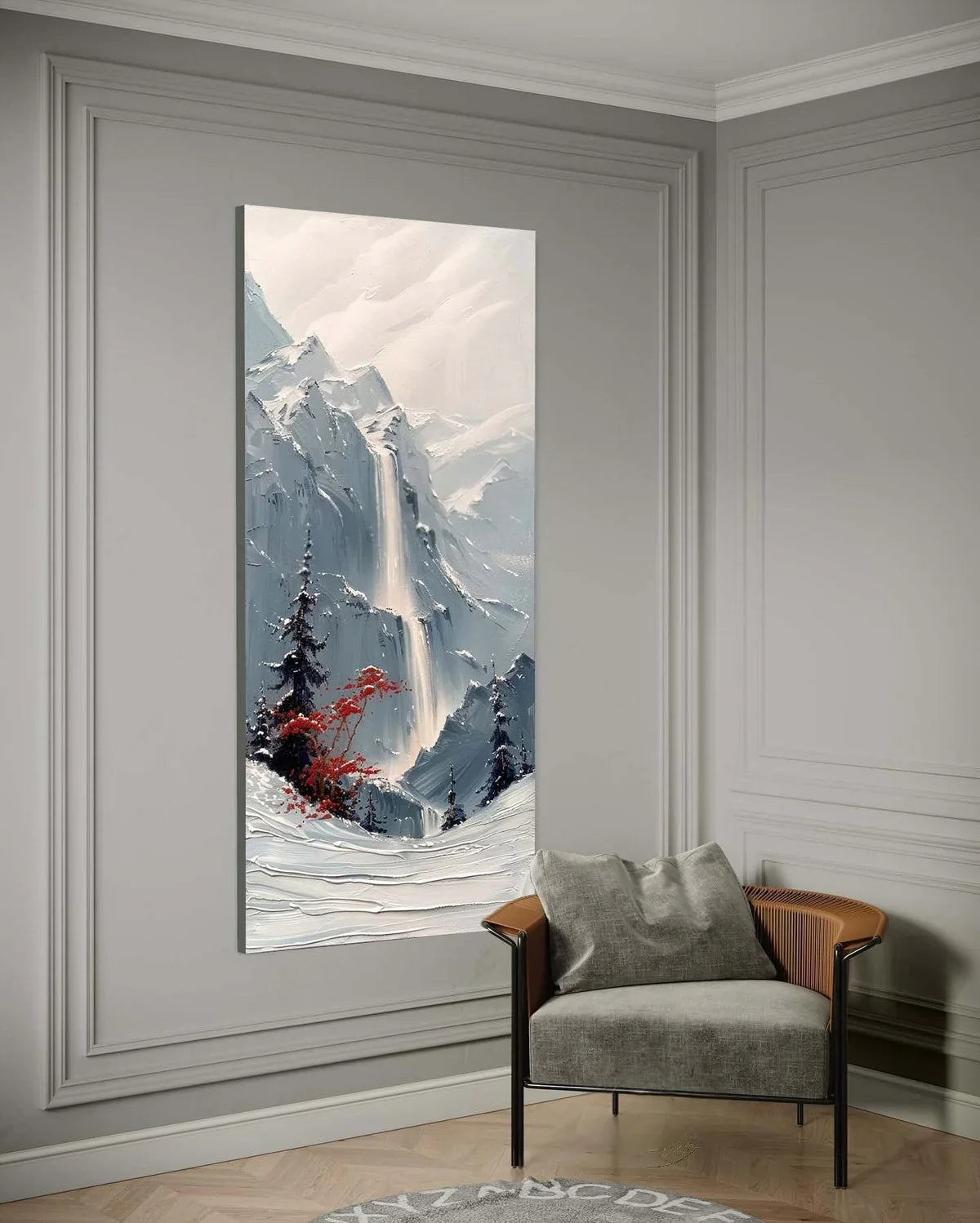 Wall Art Vertical Impasto Snow Mountain