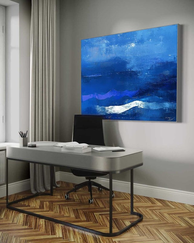 Wall Art Tranquil Textured Blue Mountain