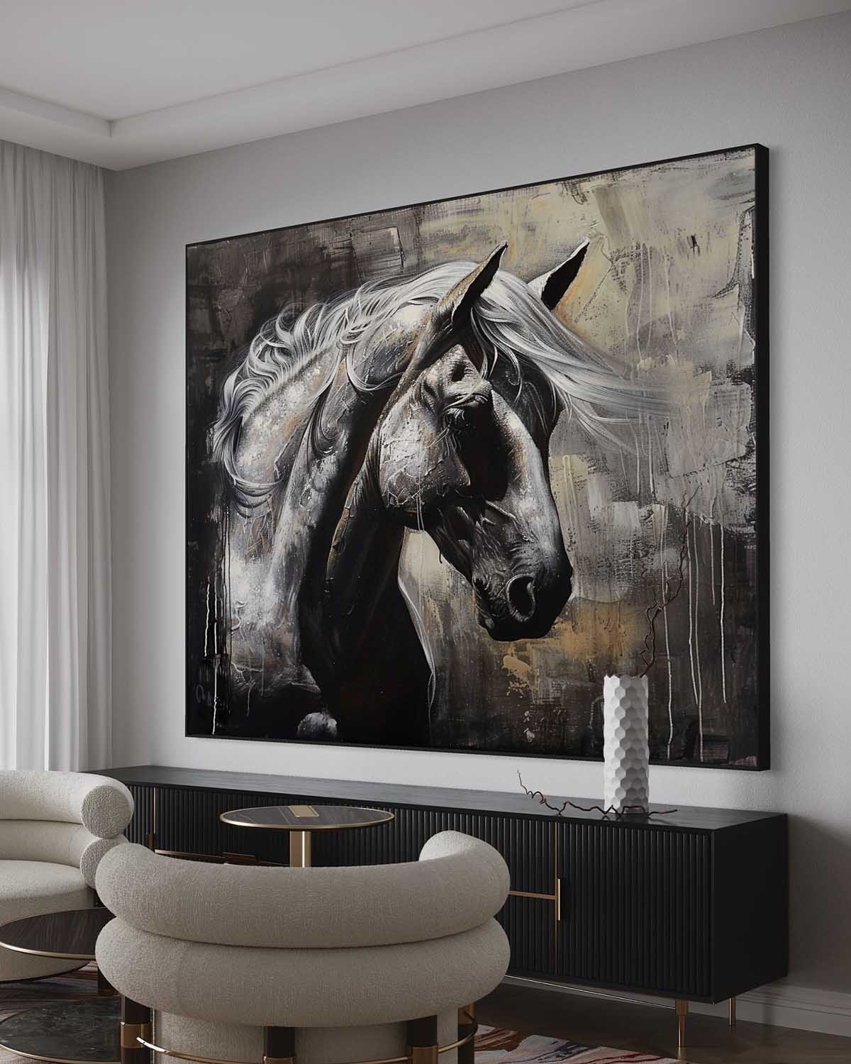 Horse Portrait Oil Painting Moody Sophisticated