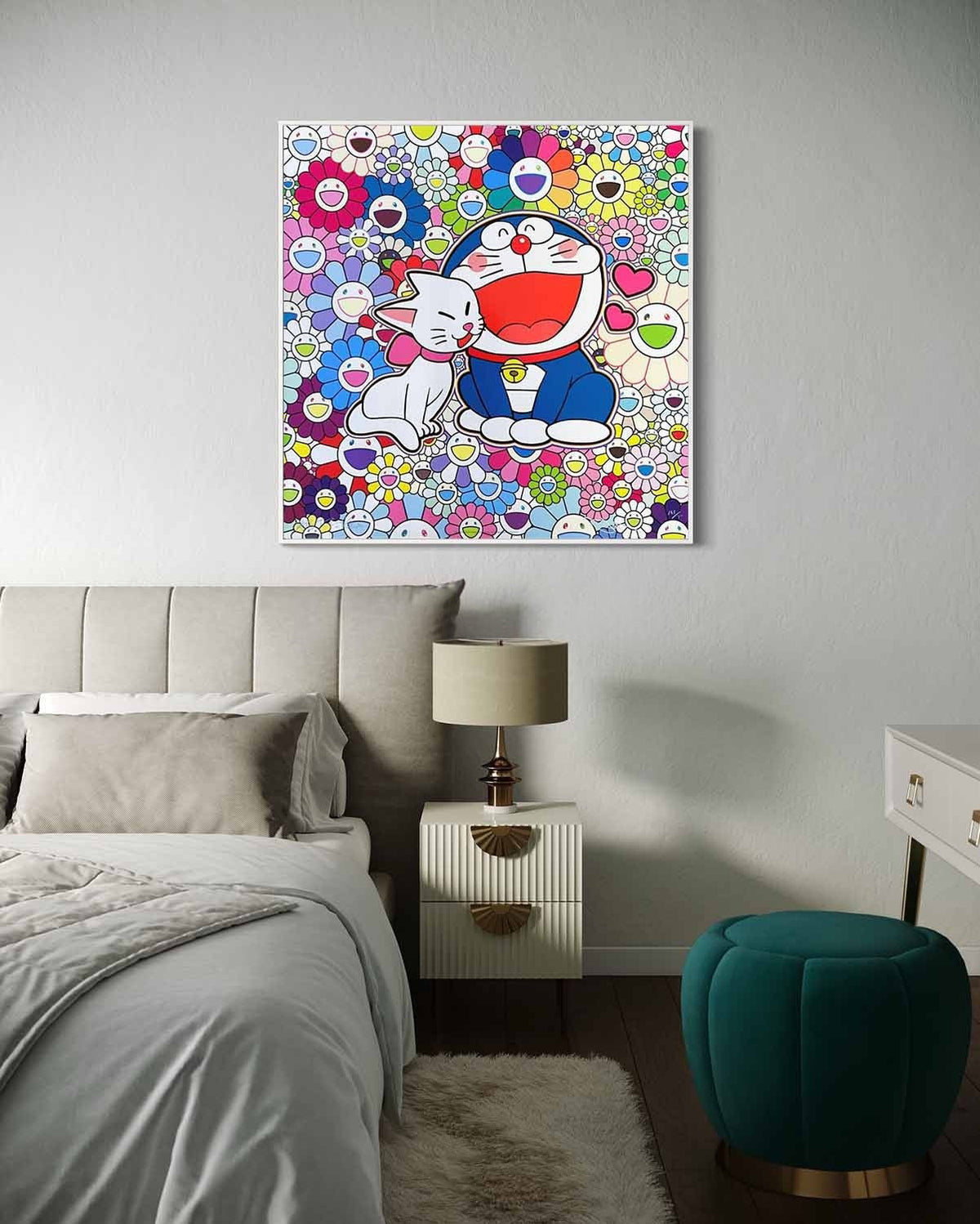 Wall Art Playful Textured Doraemon