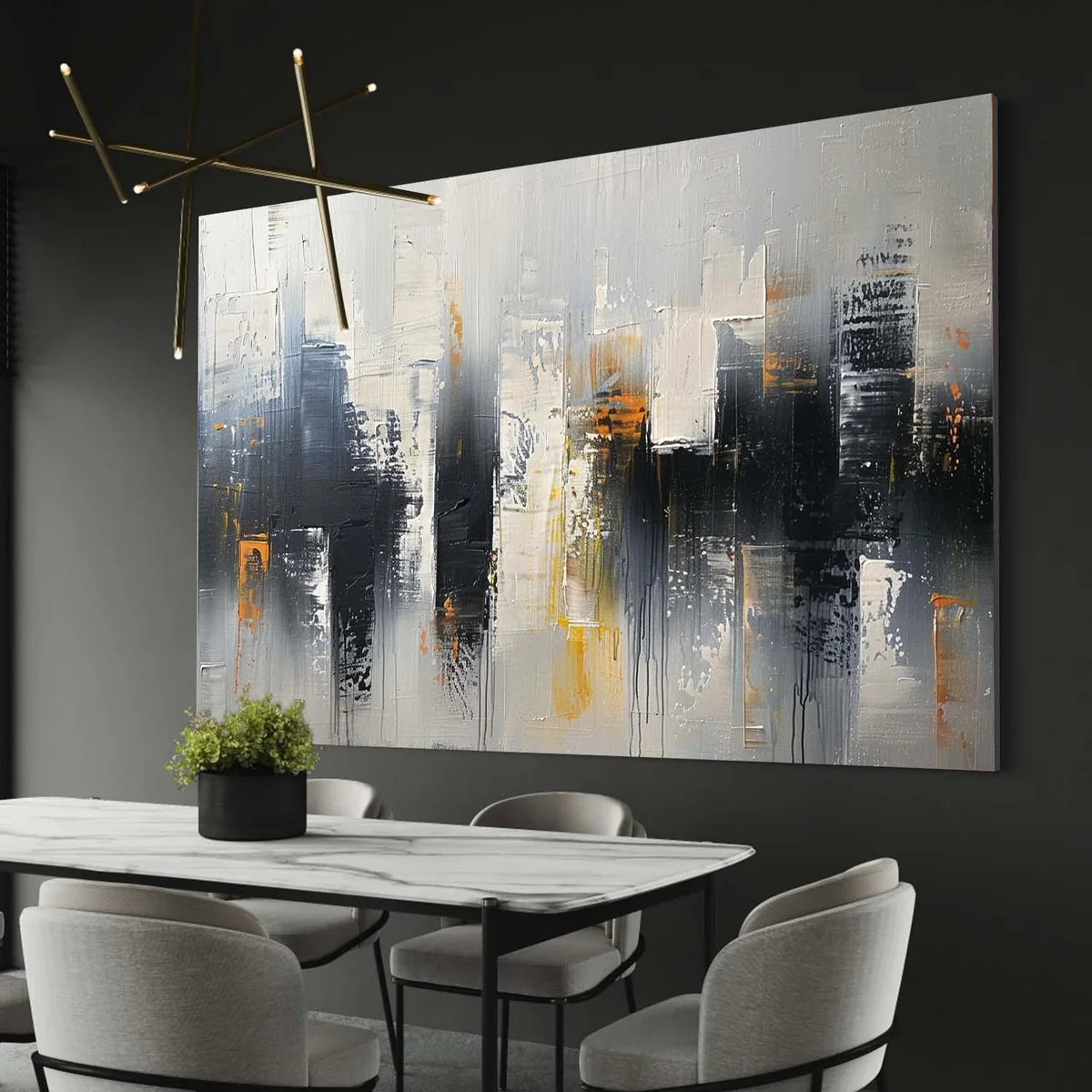 Neutral Oil Painting Urban Grid Textures Gold Colorful