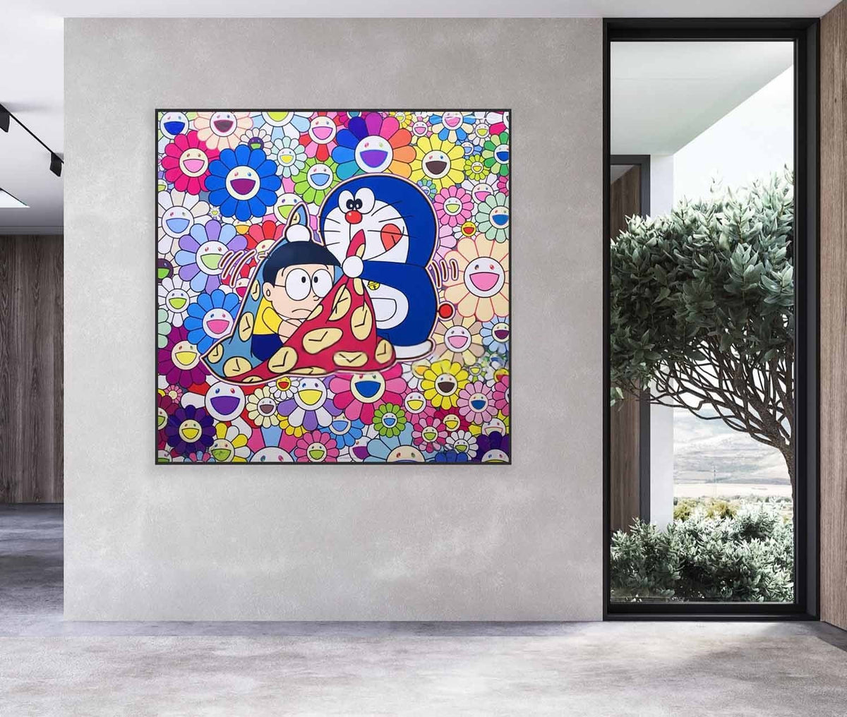 Wall Art Square Pop Art Takashi Murakami Doraemon Inspired