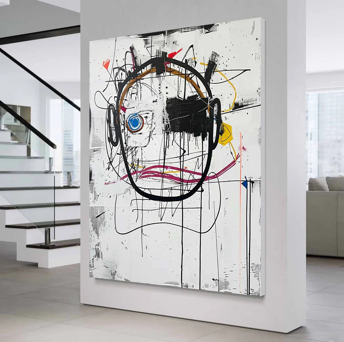 Expressive Graffiti Portrait Oil Painting Bold Line