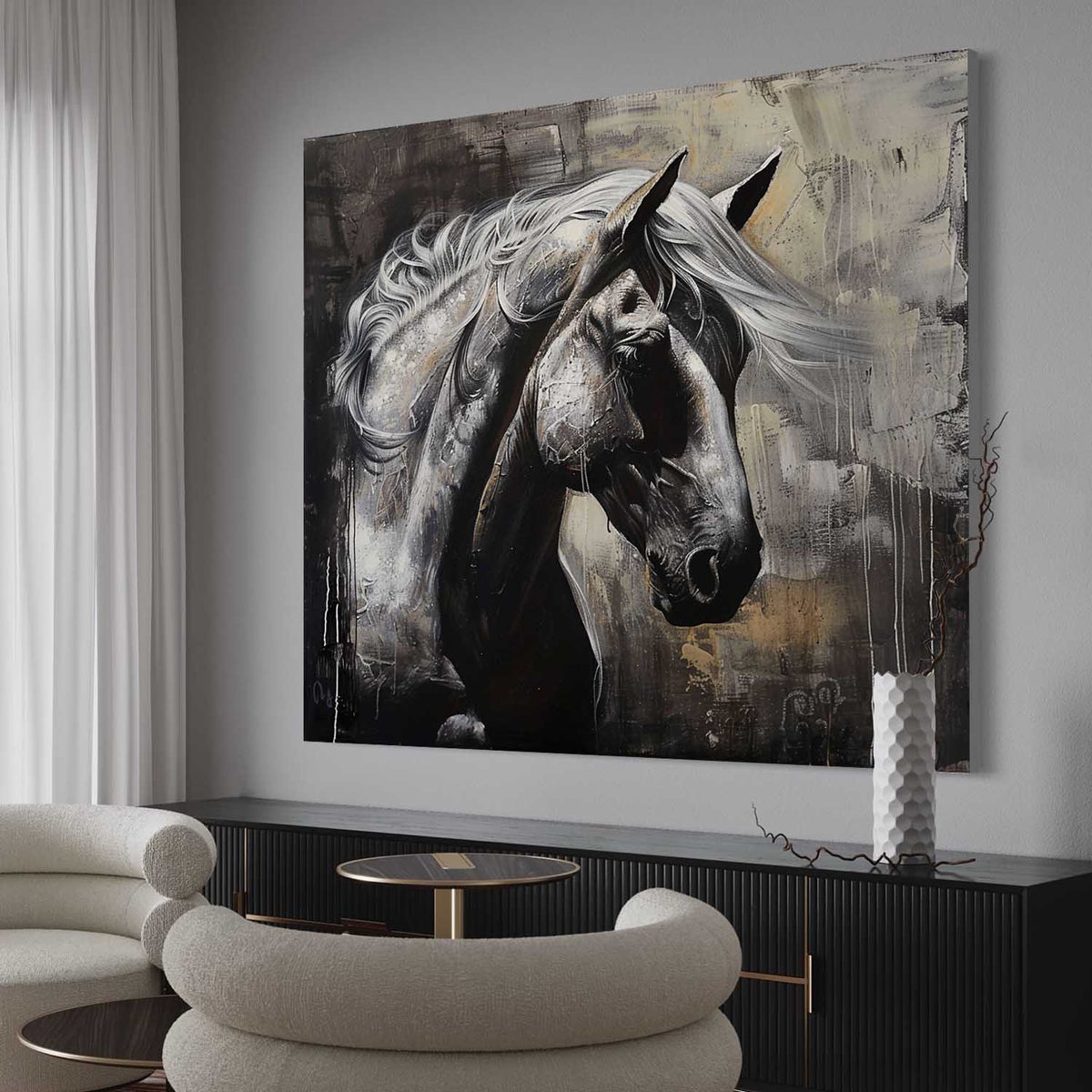 Horse Portrait Oil Painting Moody Sophisticated