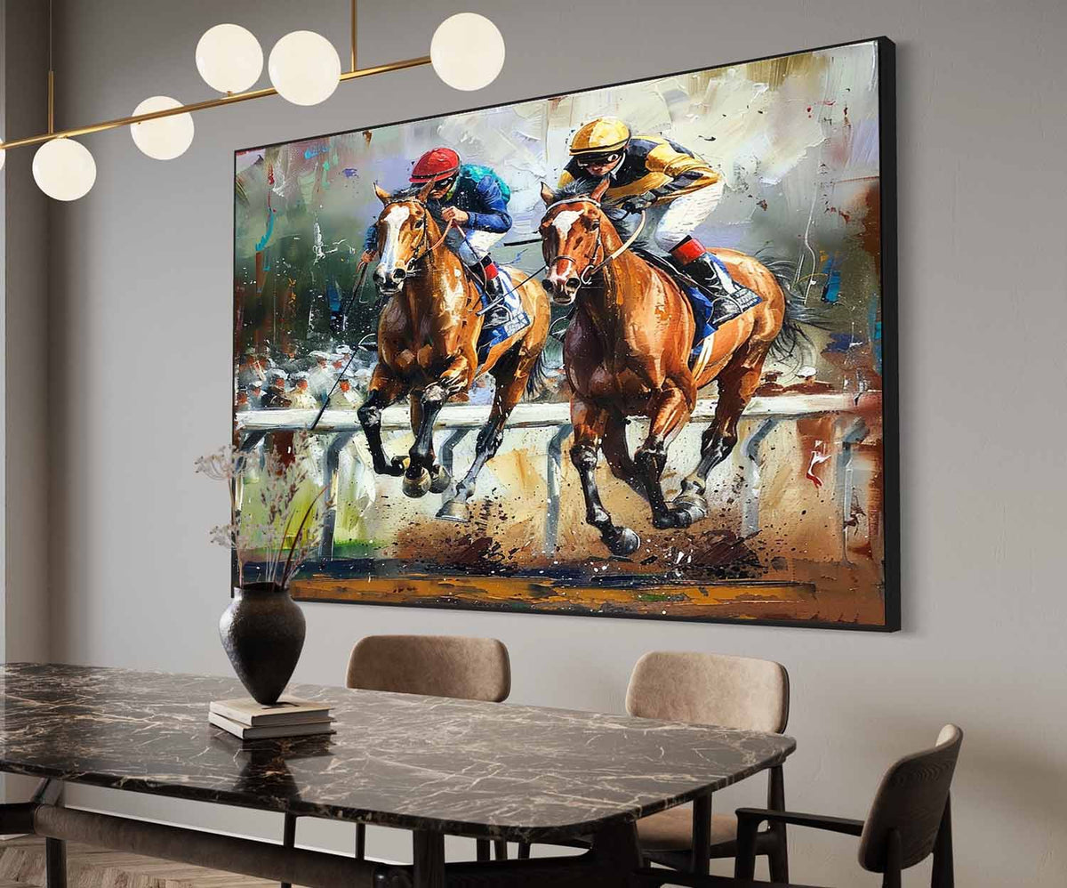 Wall Art Dynamic Textured Horse Racing