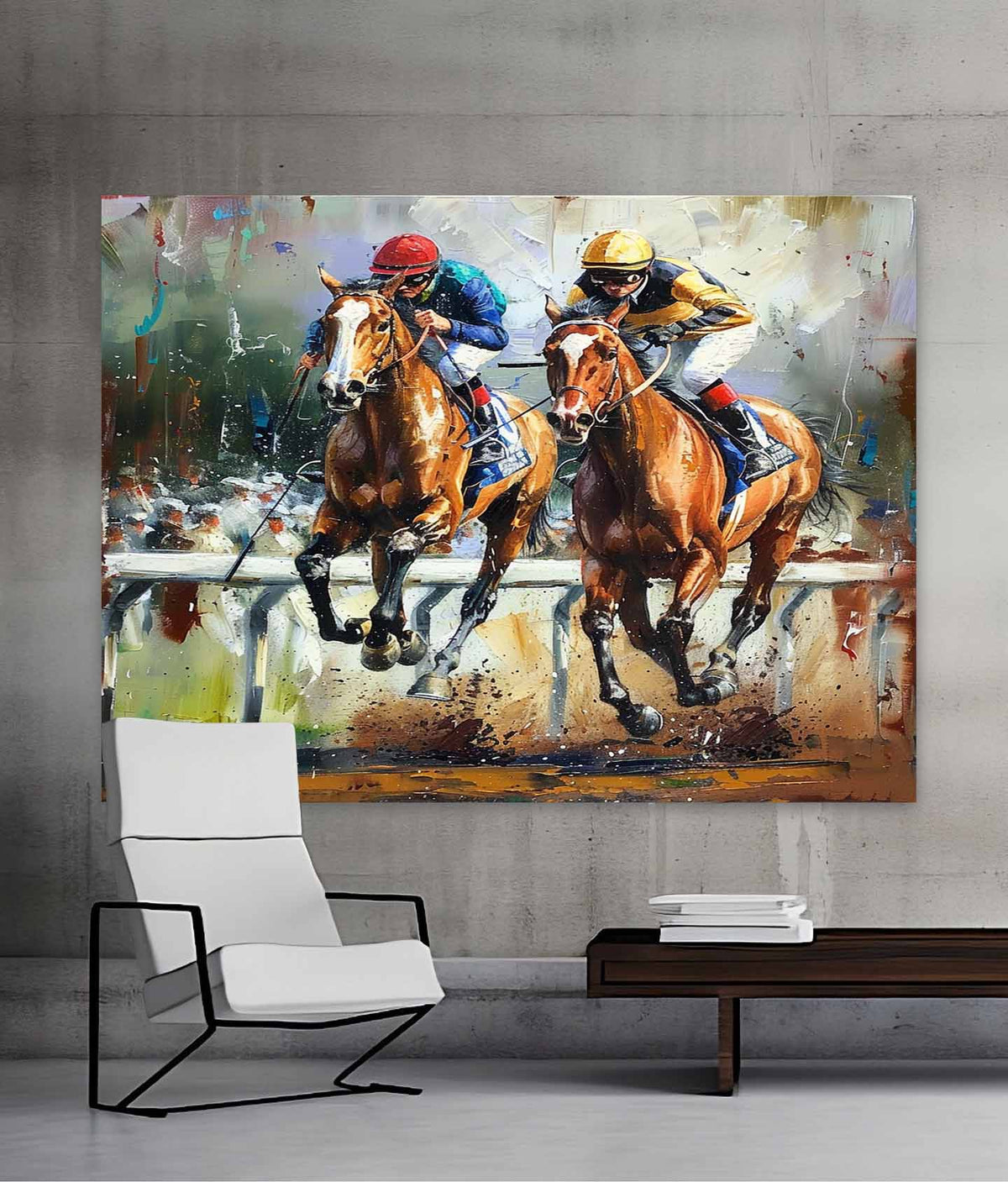 Wall Art Dynamic Textured Horse Racing