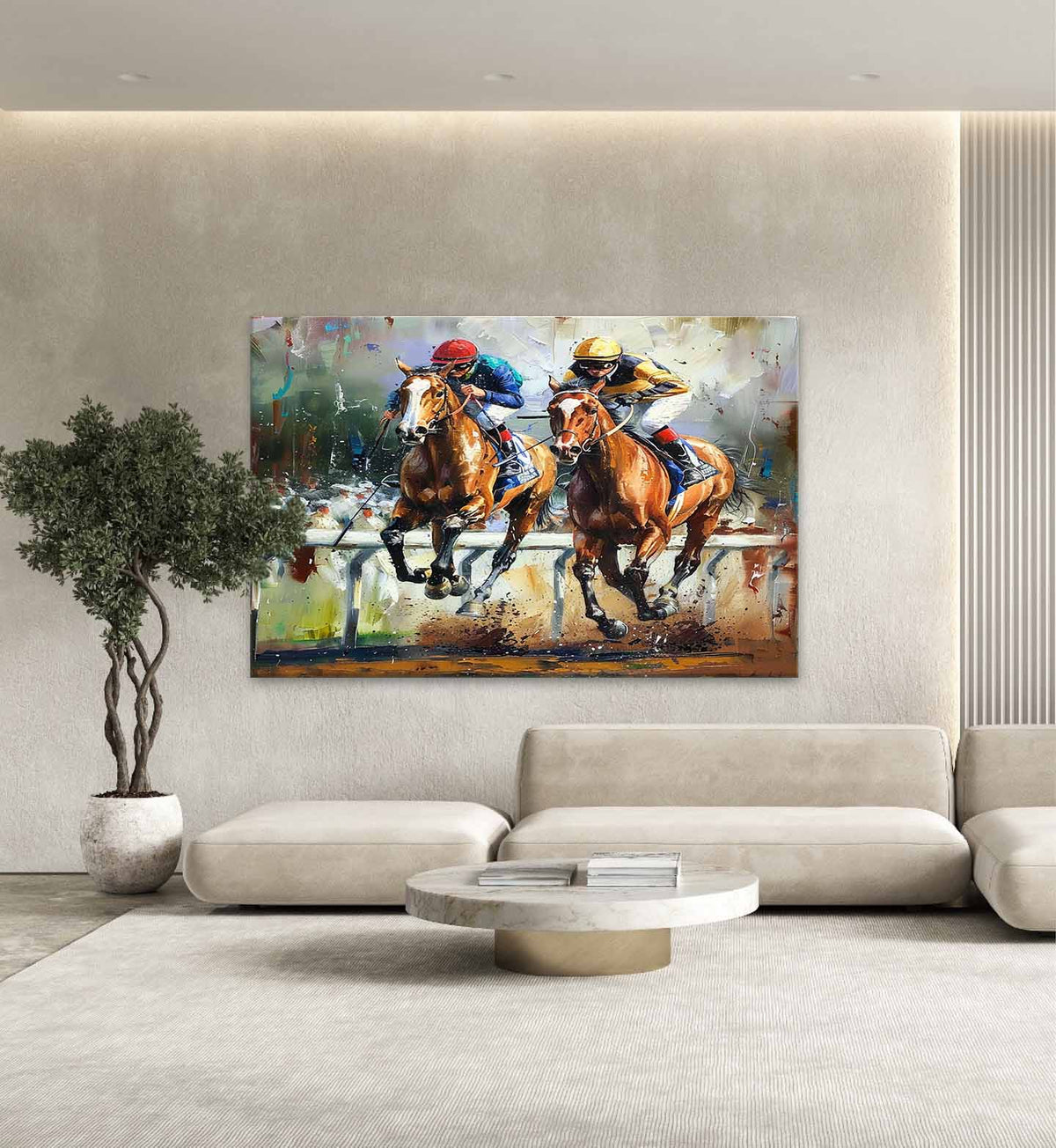 Wall Art Dynamic Textured Horse Racing