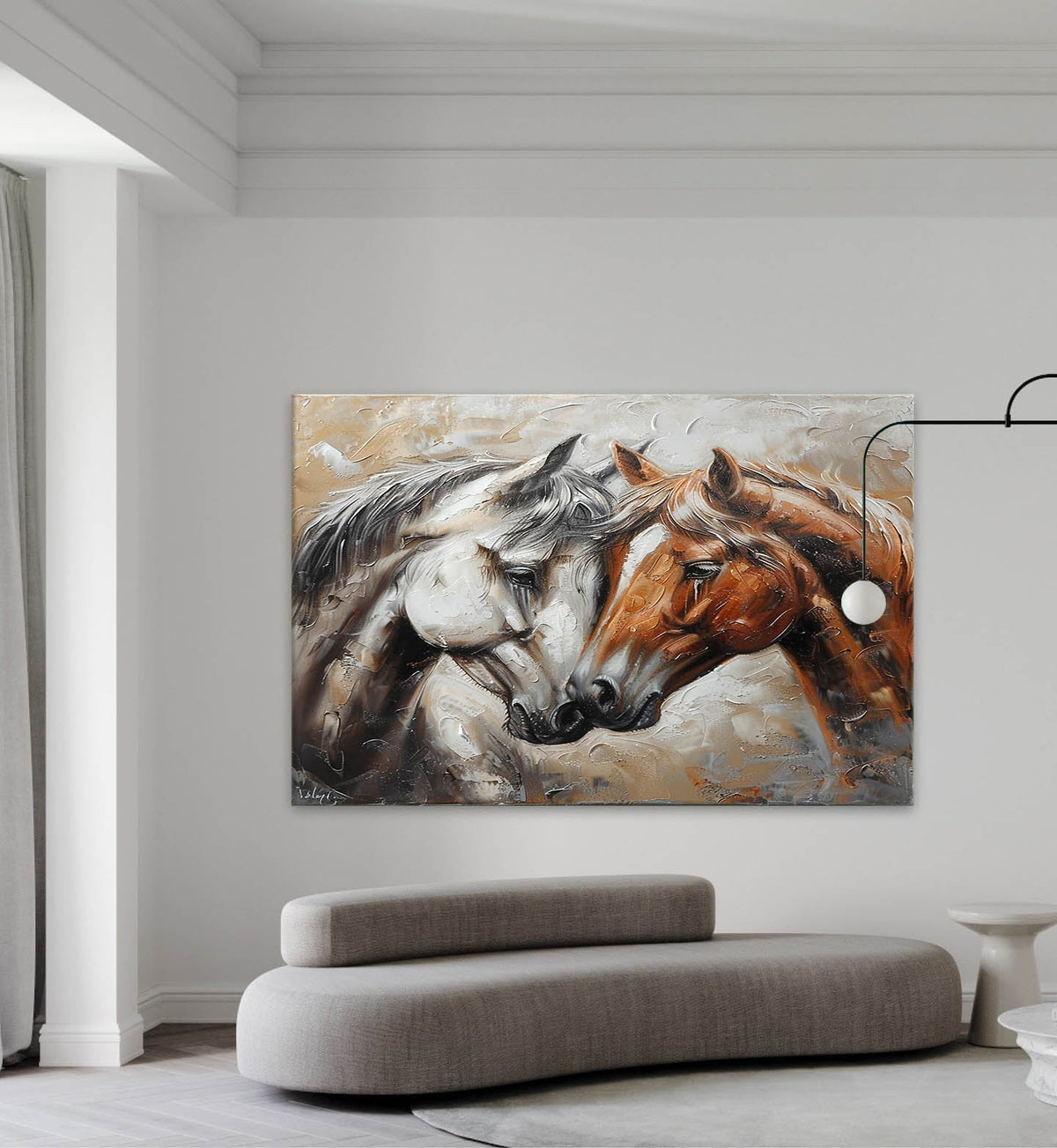 Wall Art Nuzzling Horse Warm Soft Neutral