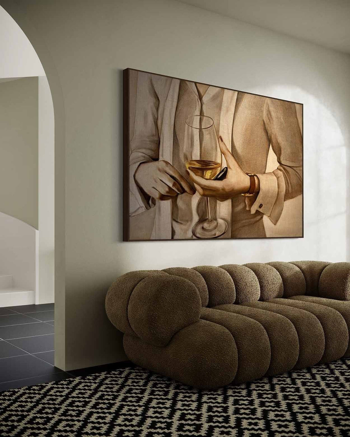 Wall Art Rectangle Realistic Art Wine Glass Gentleman