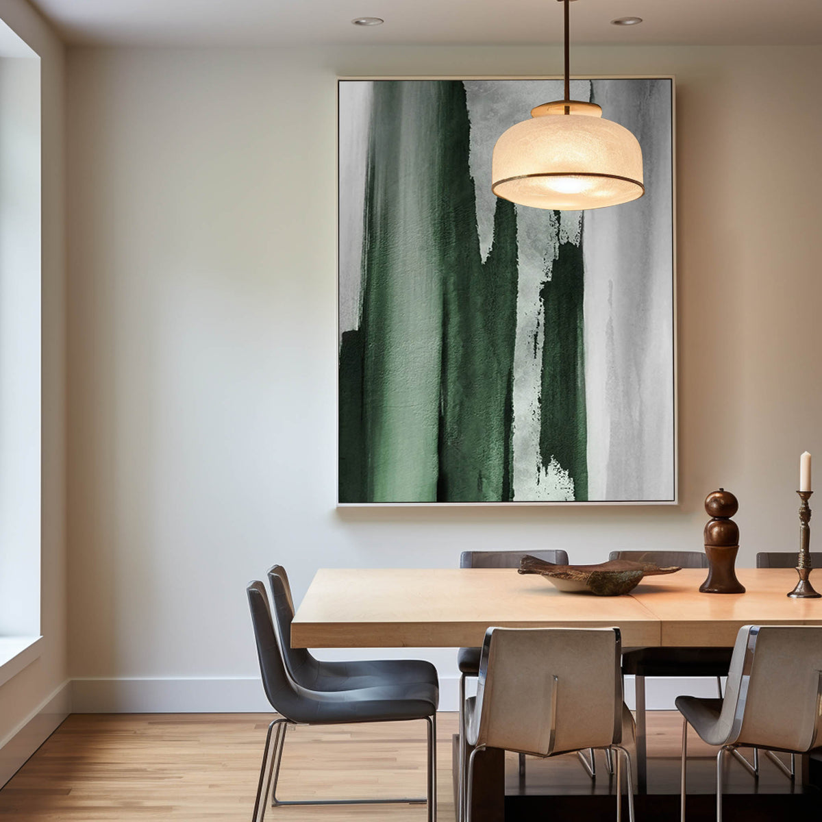 Emerald Green Abstract Painting Vertical