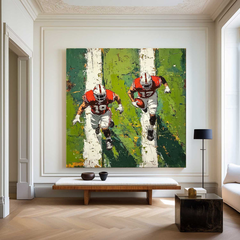 American Football Duo Action Oil Painting