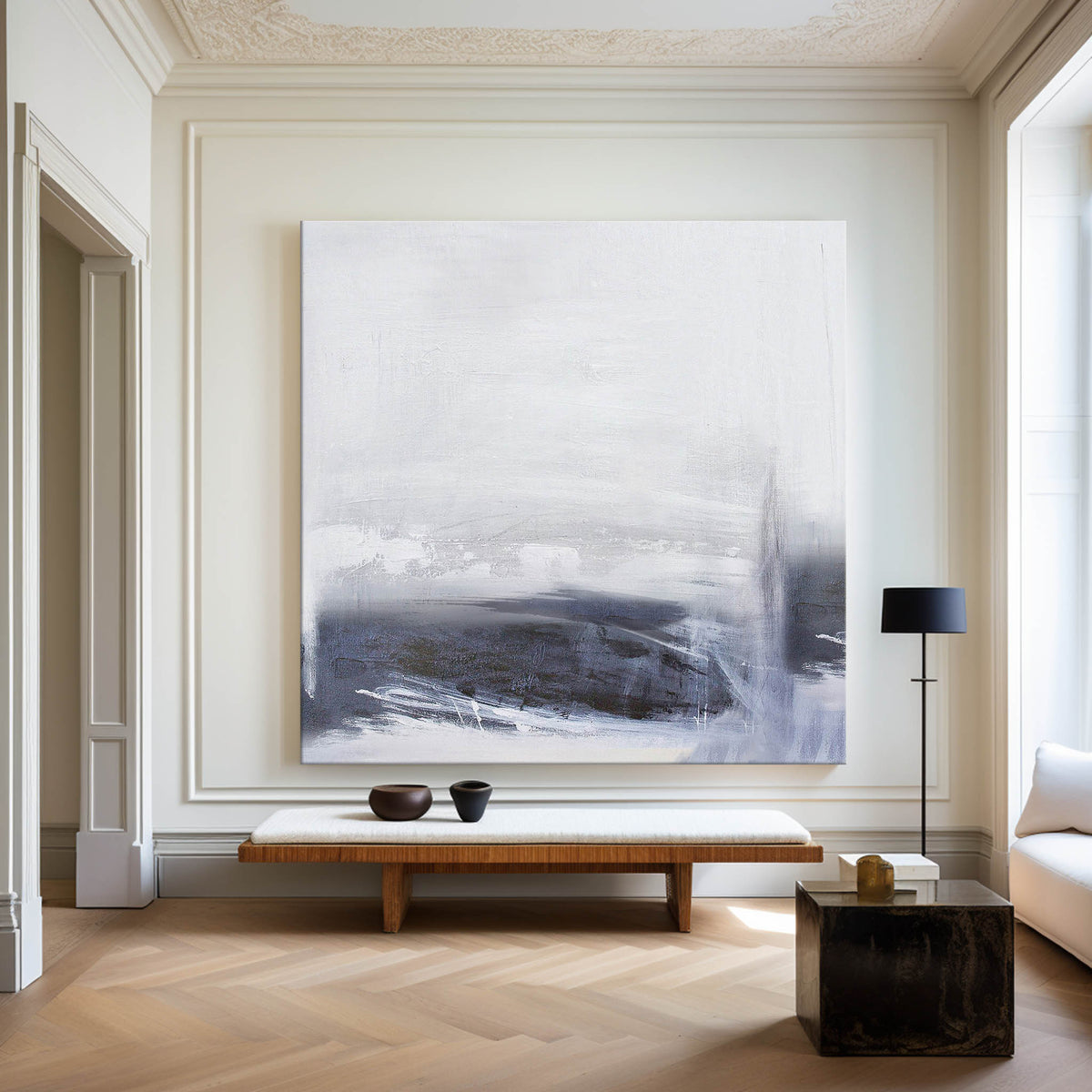 Minimalist Gray Abstract Oil Painting