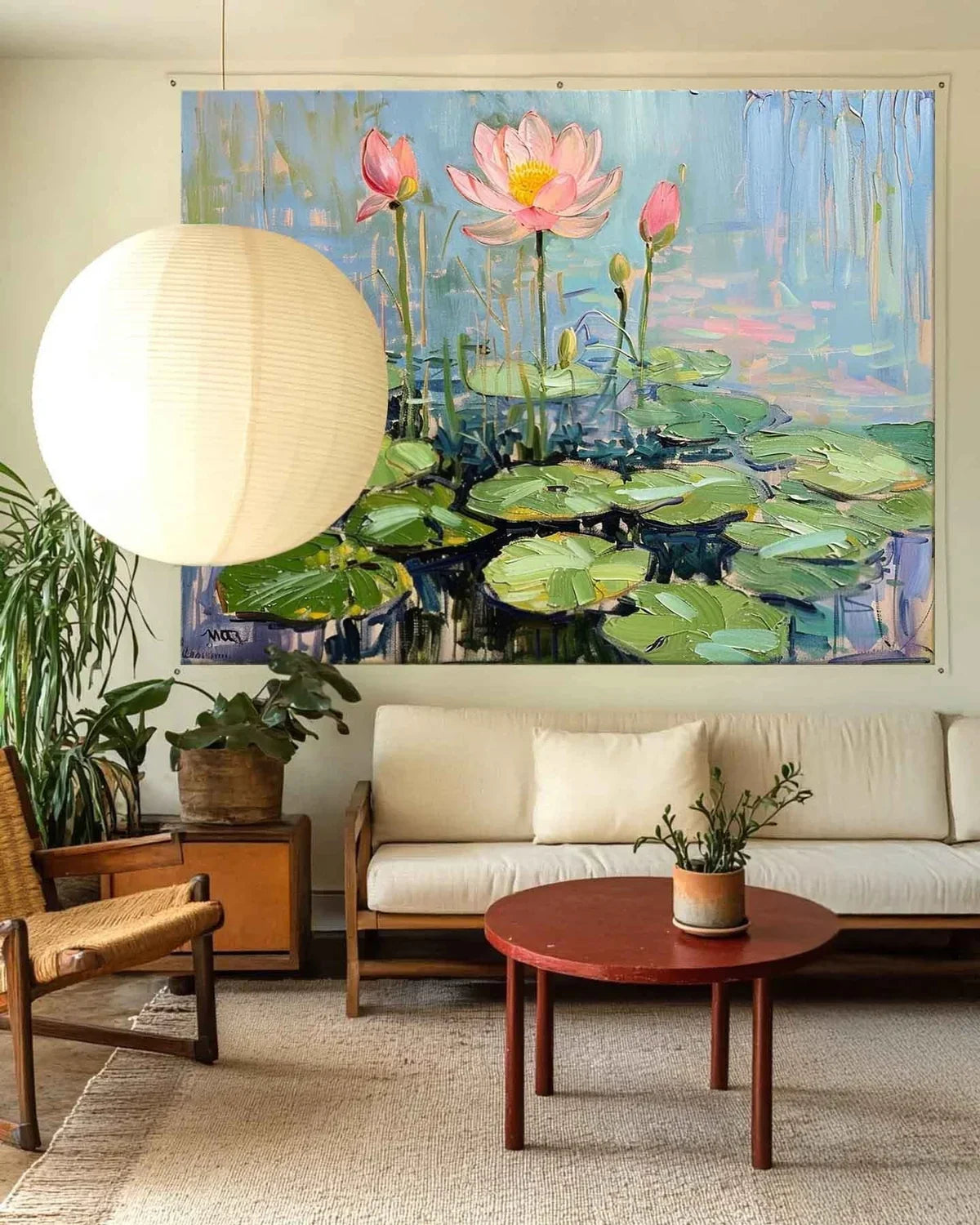 Wall Art Horizontal Blooming Lotus Pond