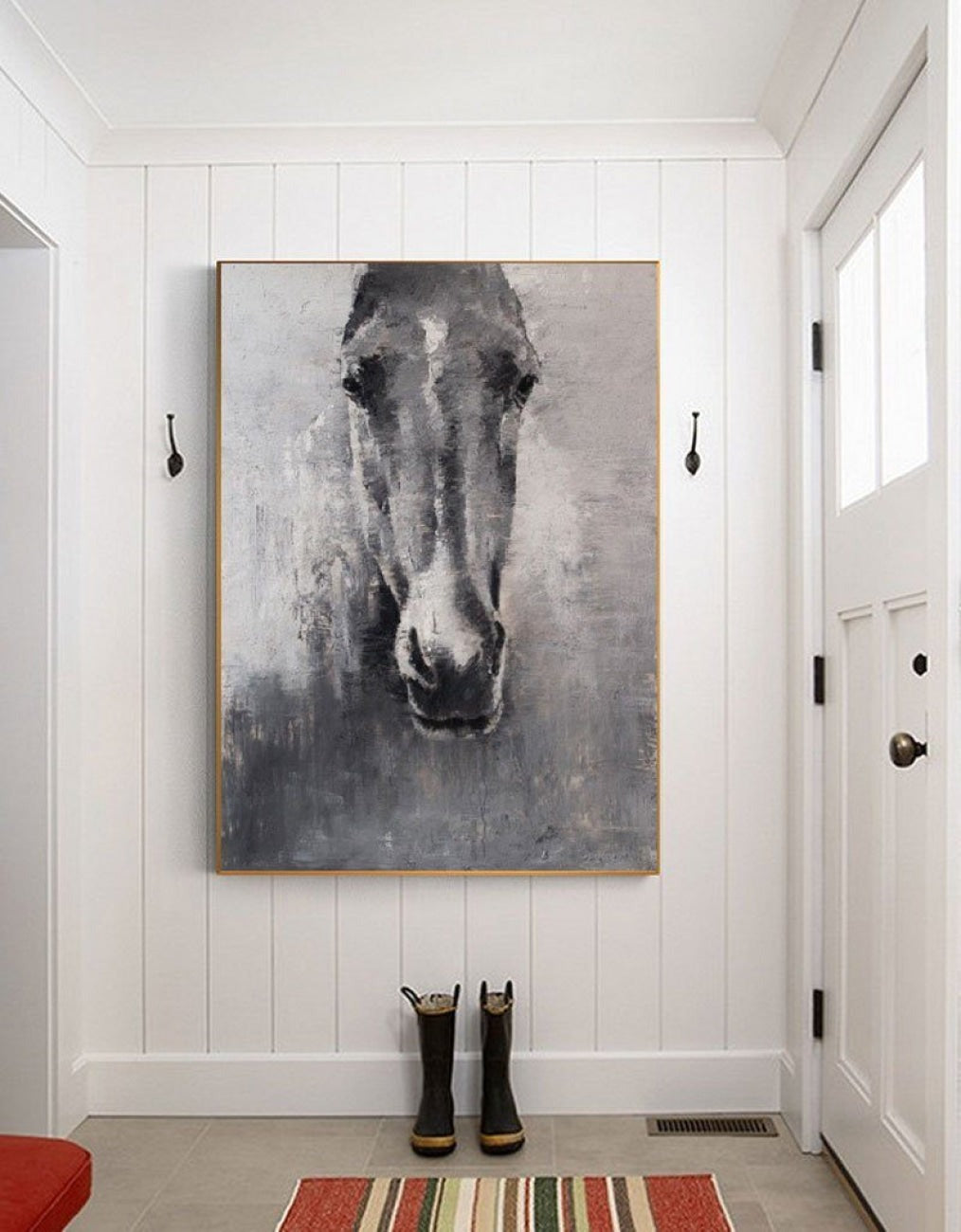 Monochromatic Horse Portrait Painting Textured