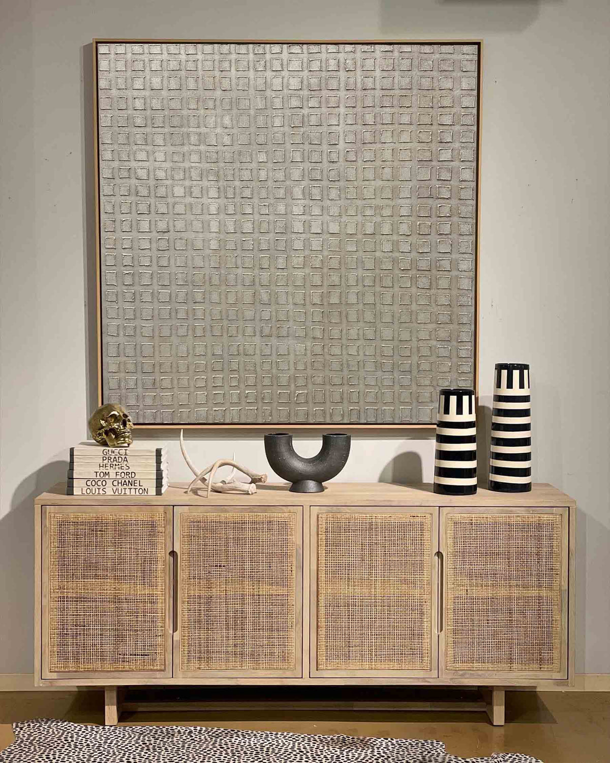Wabi-Sabi Neutral Grid Texture Painting
