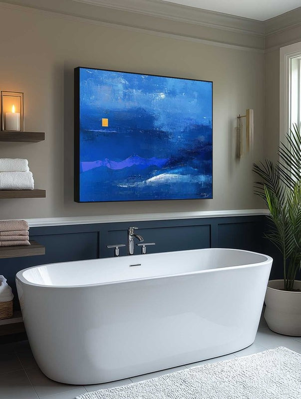 Wall Art Tranquil Textured Blue Mountain
