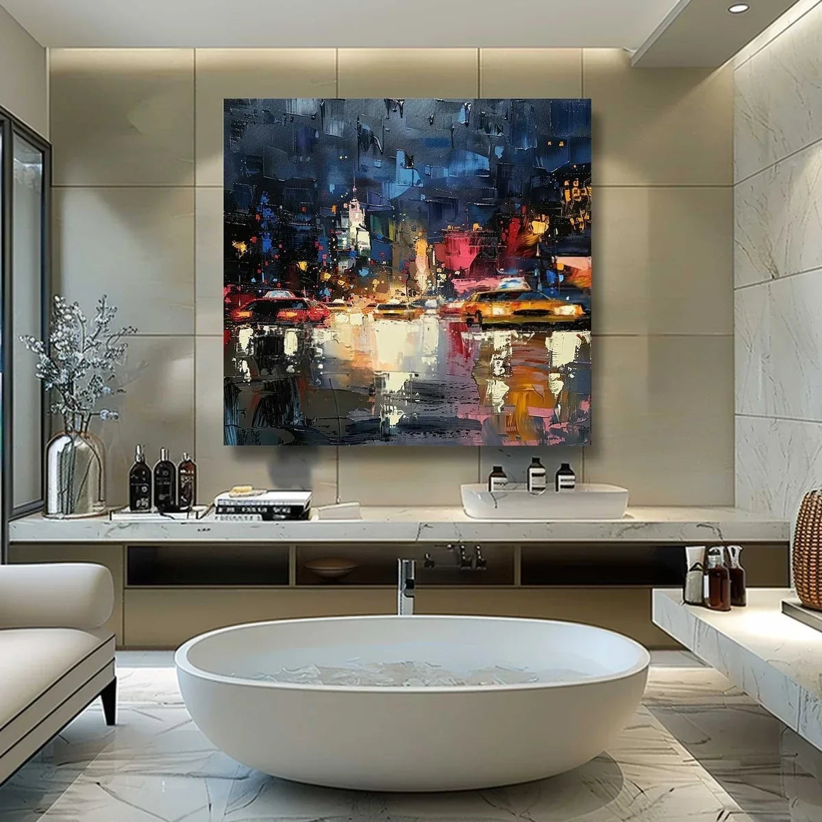 Wall Art Impressionist Textured Urban Nightscape