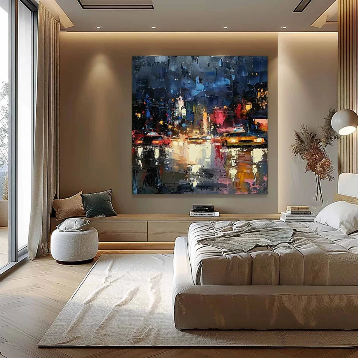 Wall Art Impressionist Textured Urban Nightscape