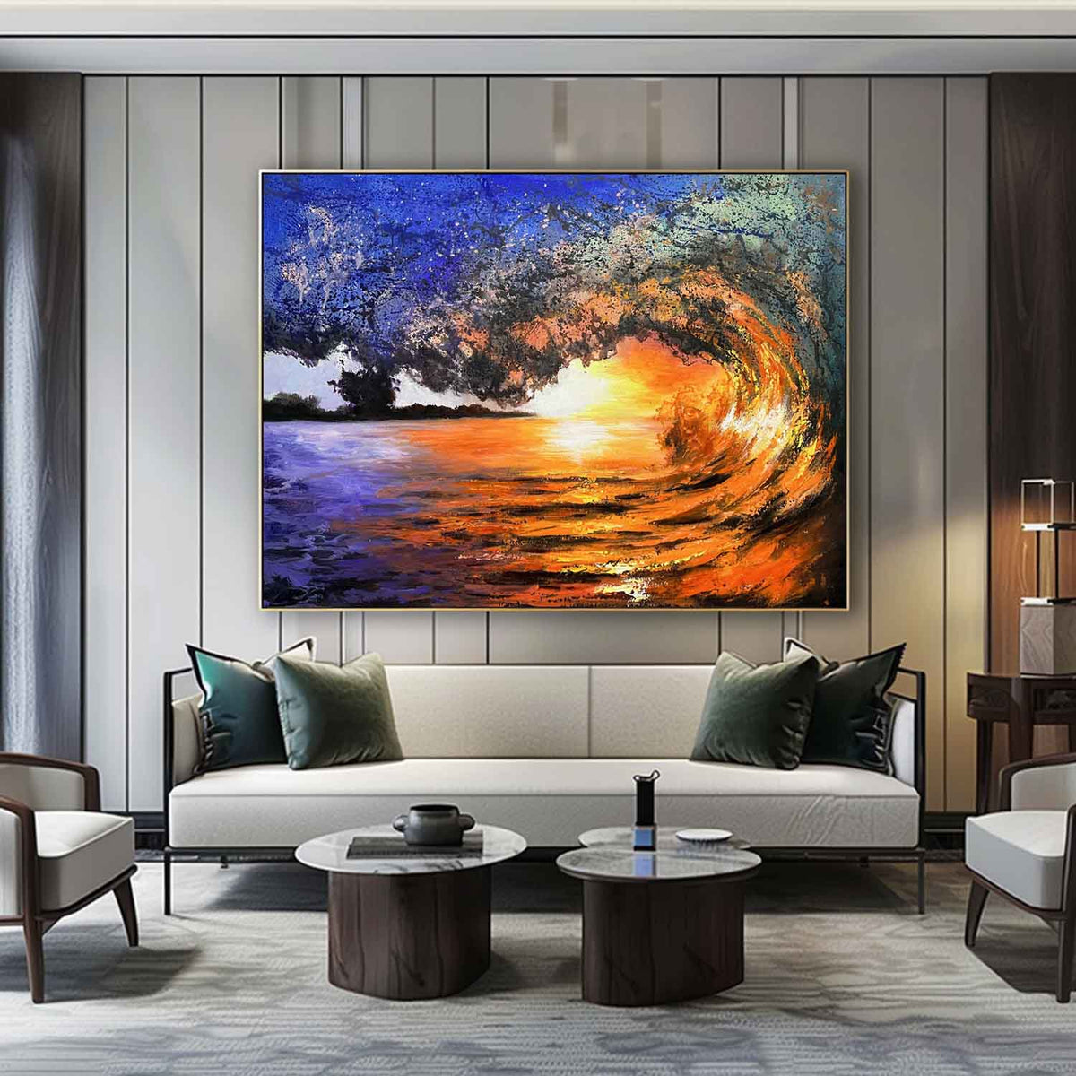 Wall Art Sunset Wave Palette Knife Hyperrealism