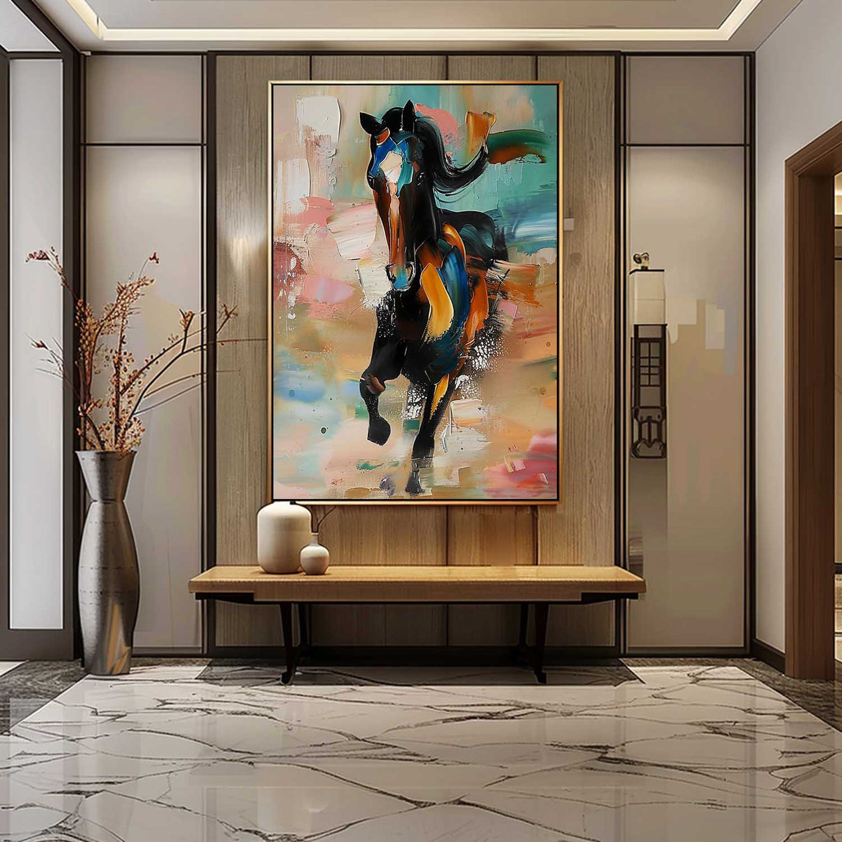Horse Vibrant Horse Painting Colorful Impasto