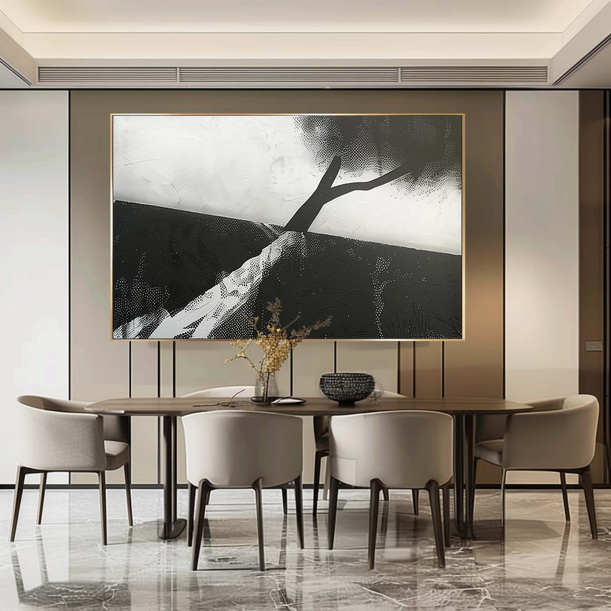 Wall Art Rectangle Abstract Landscape Monochrome