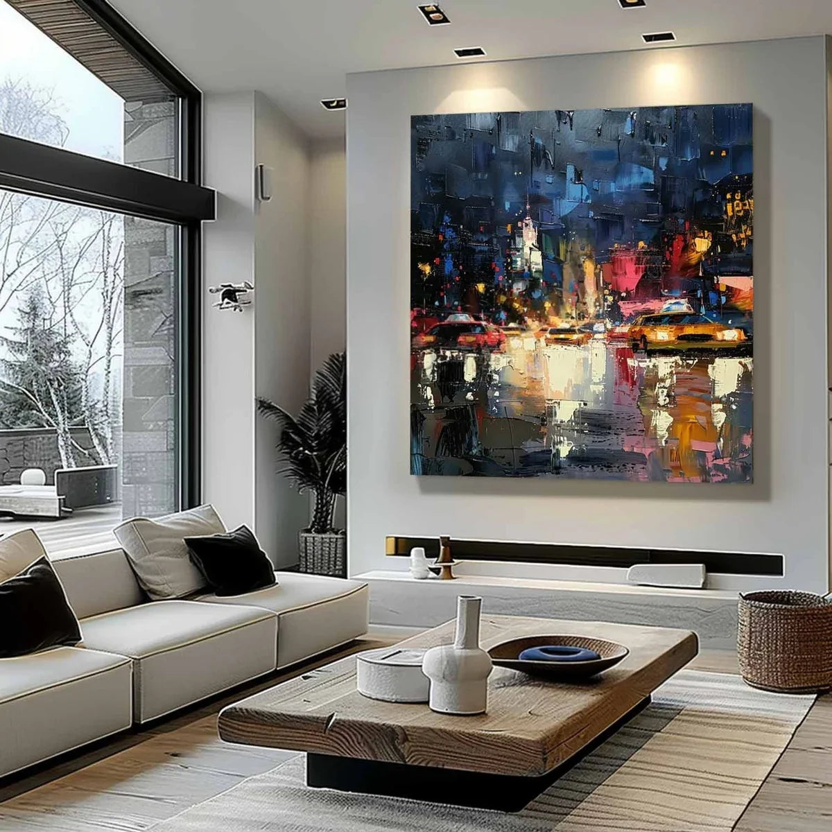 Wall Art Impressionist Textured Urban Nightscape