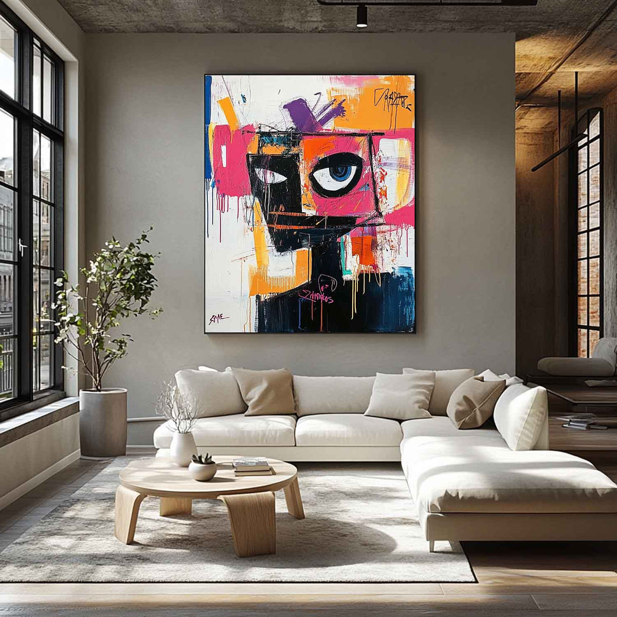 Bold Abstract Portrait Graffiti Painting