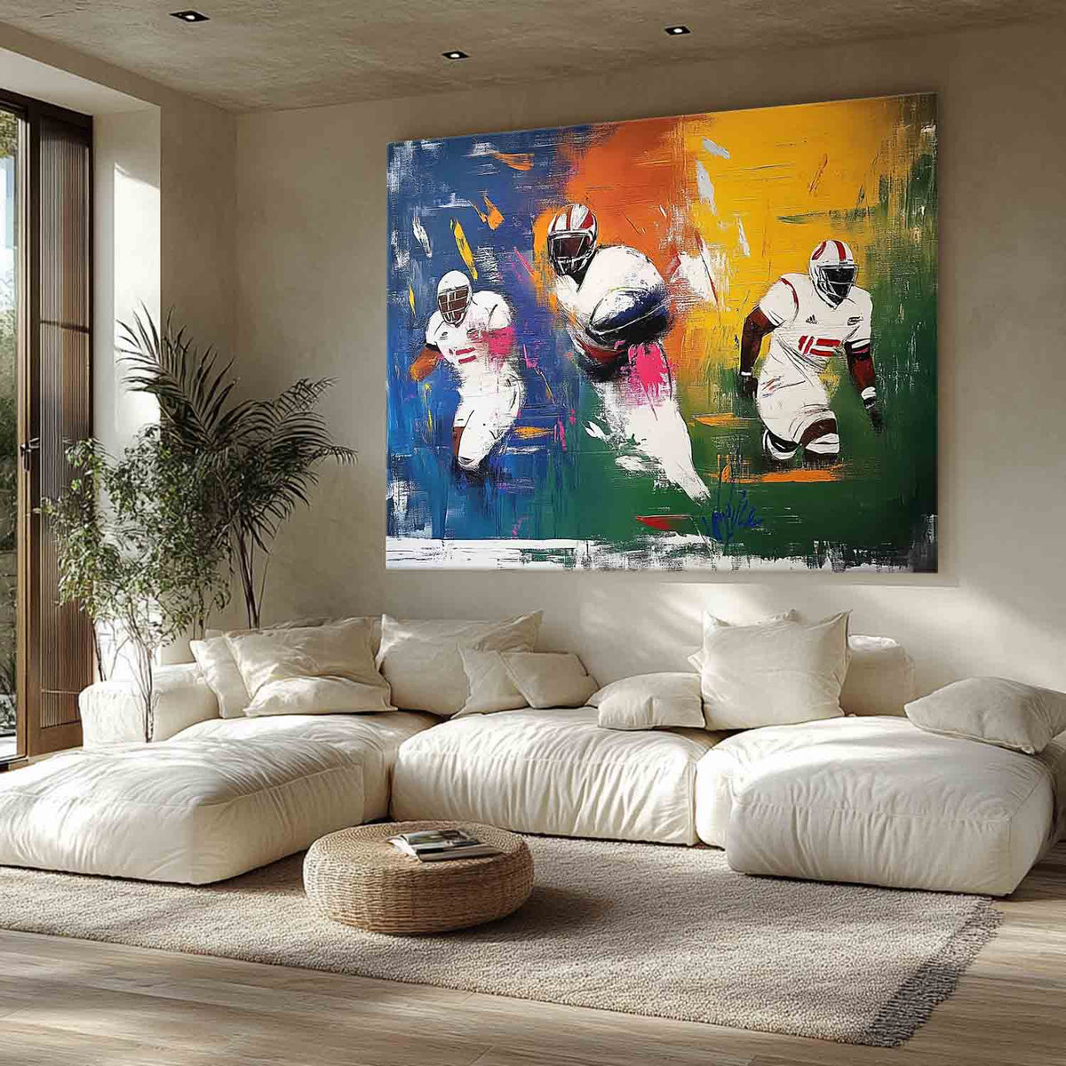 Dynamic American Football Player Painting