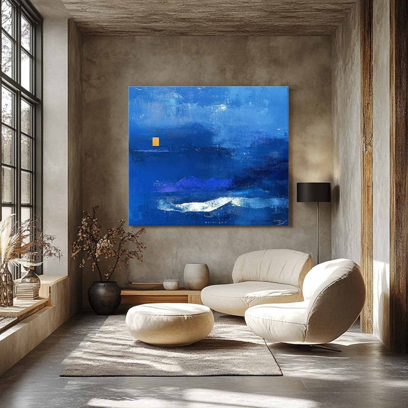 Wall Art Tranquil Textured Blue Mountain