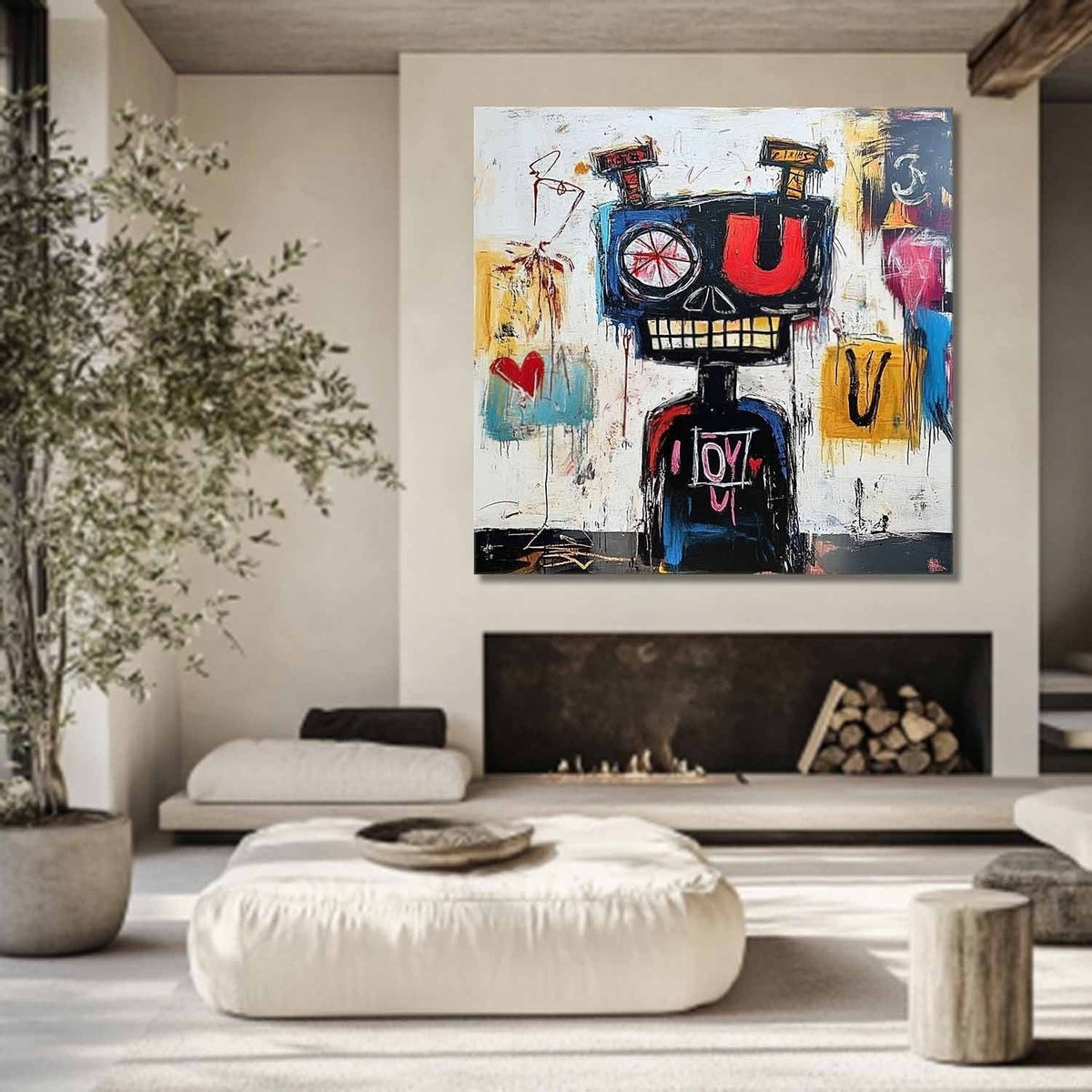 Wall Art Neo Expressionist Robot Skull