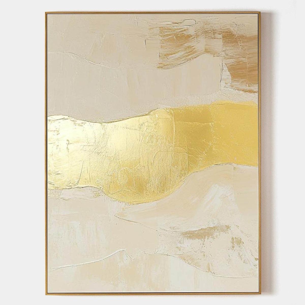 Wall Art Abstract Beige Gold Foil Landscape