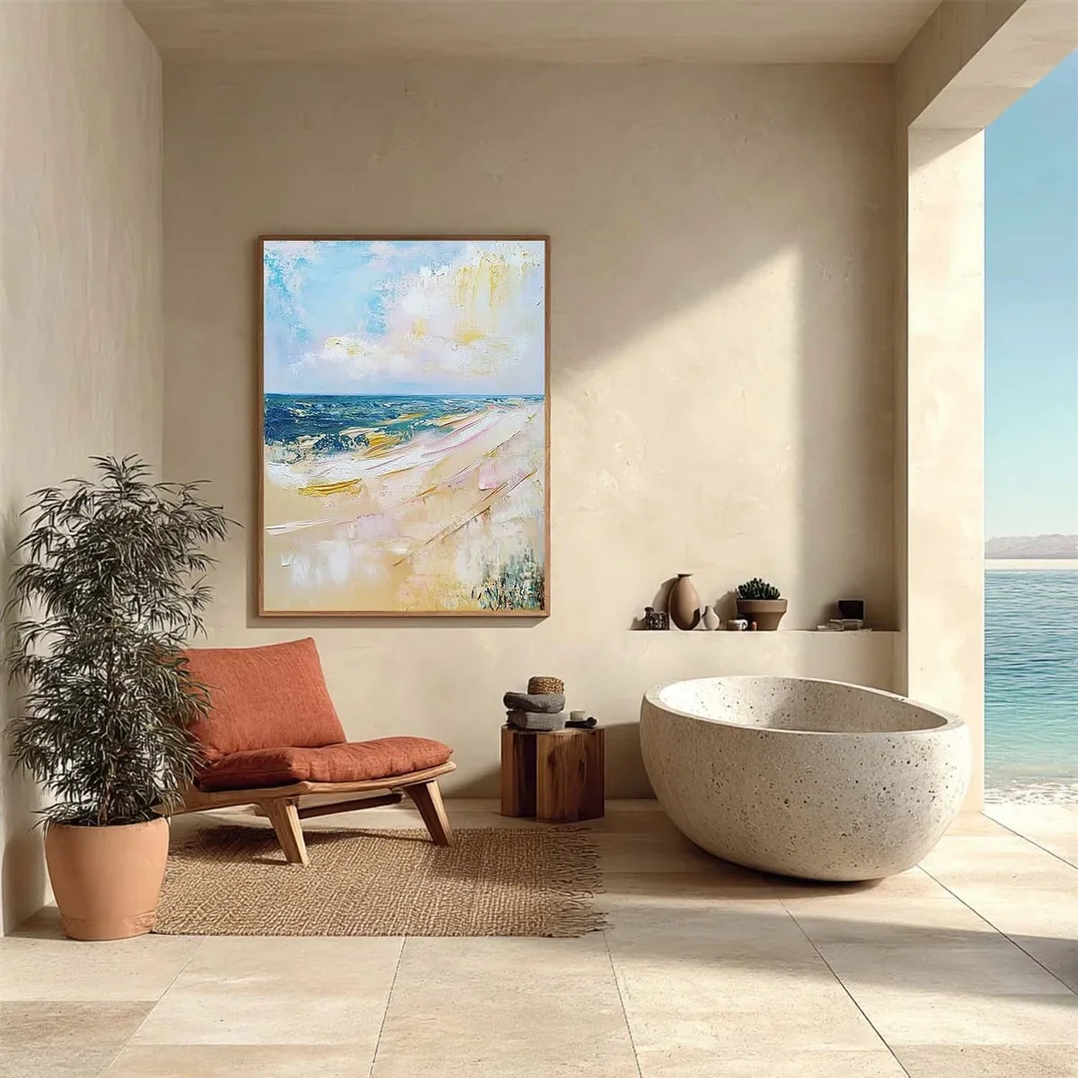 Wall Art Serene Textured Beach Ocean