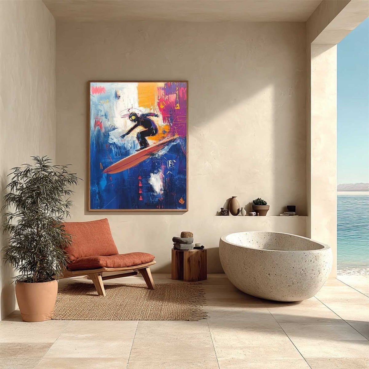 Wall Art Sleek Textured Goggled Surfer