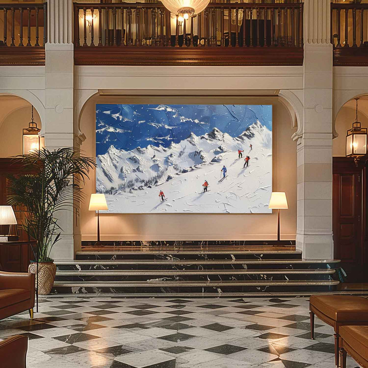 Wall Art Alpine Ski Scene Snow Winter Landscape
