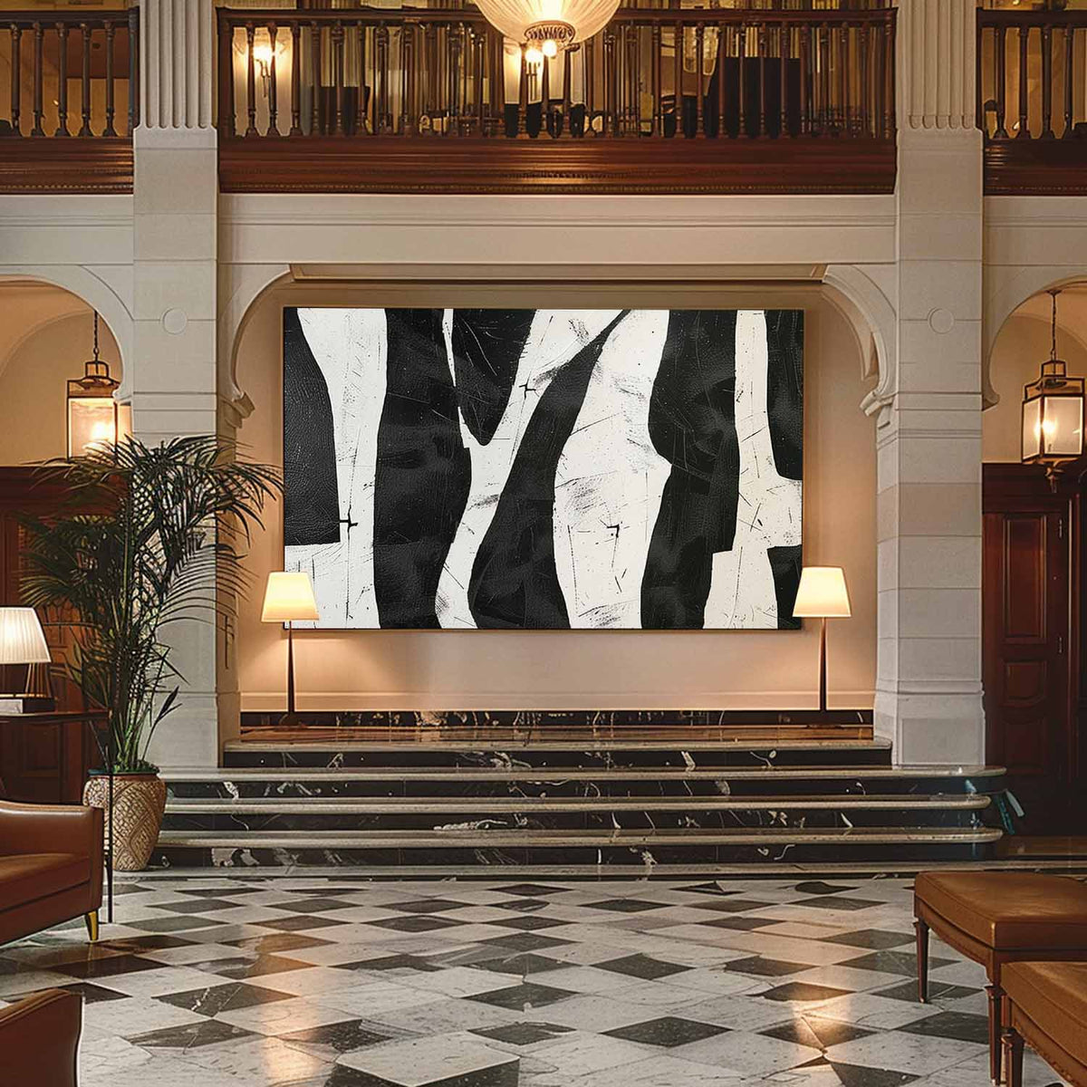 Wall Art Abstract Shape Flow Monochrome Elegant