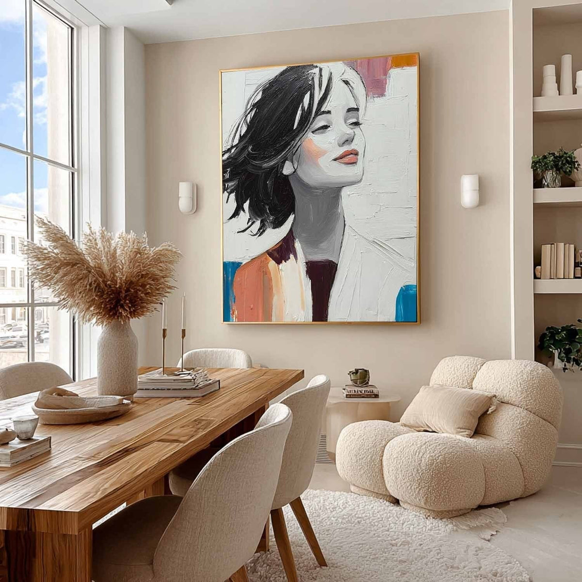 Serene Woman Portrait 3D Impasto Painting - Neutralighting