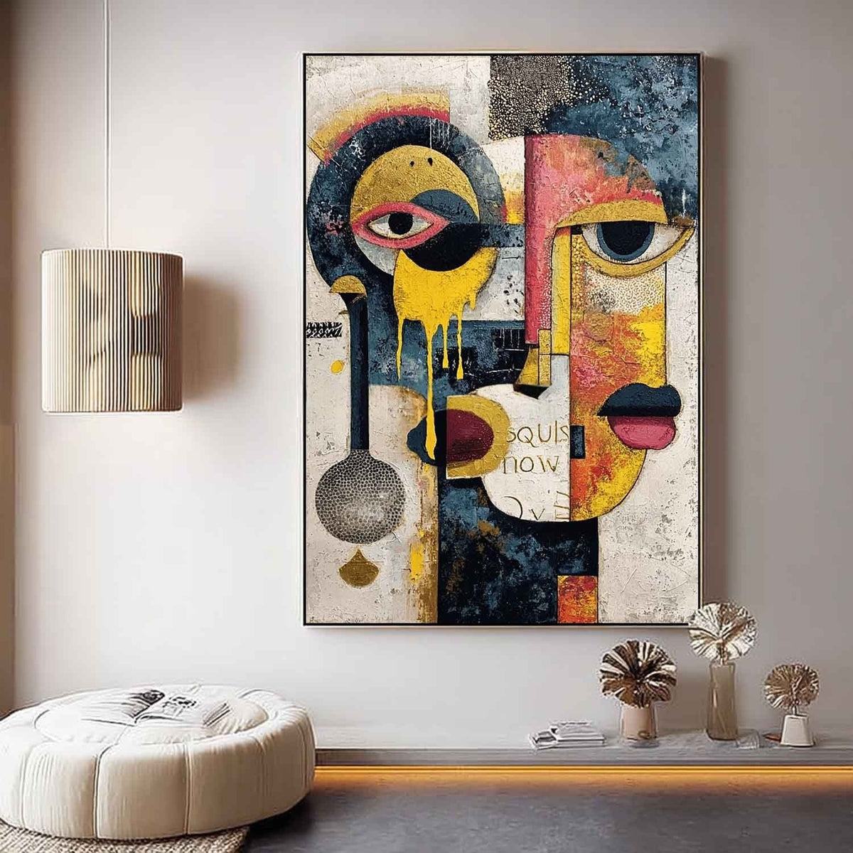 Cubist Dual Faces Abstract Painting - Neutralighting