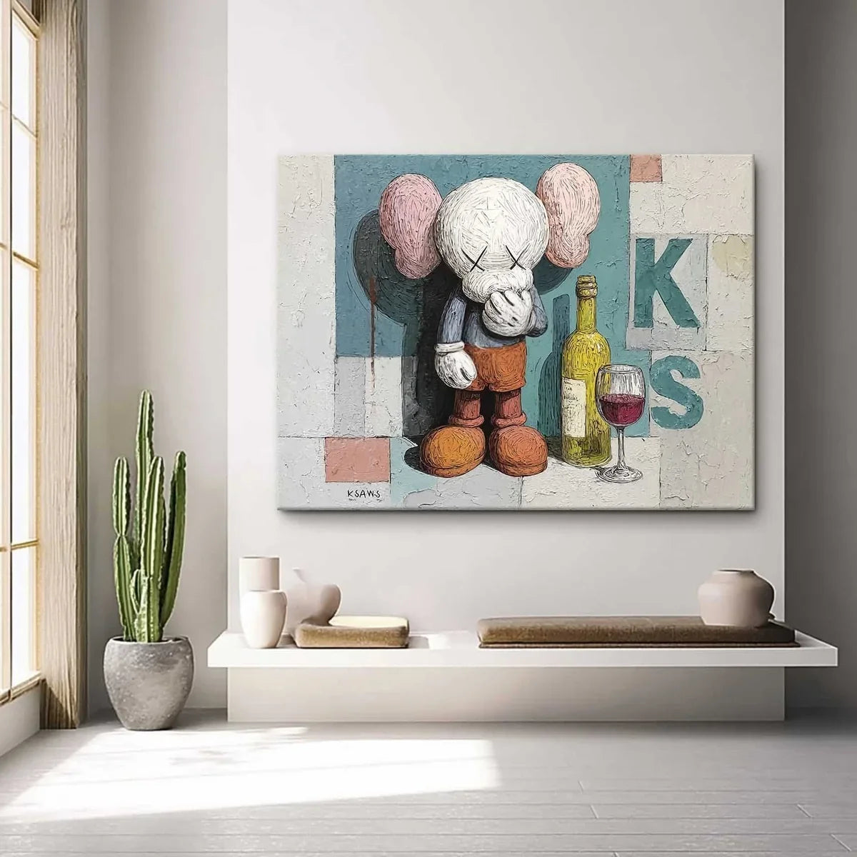Wall Art Playful Textured Kaws Companion