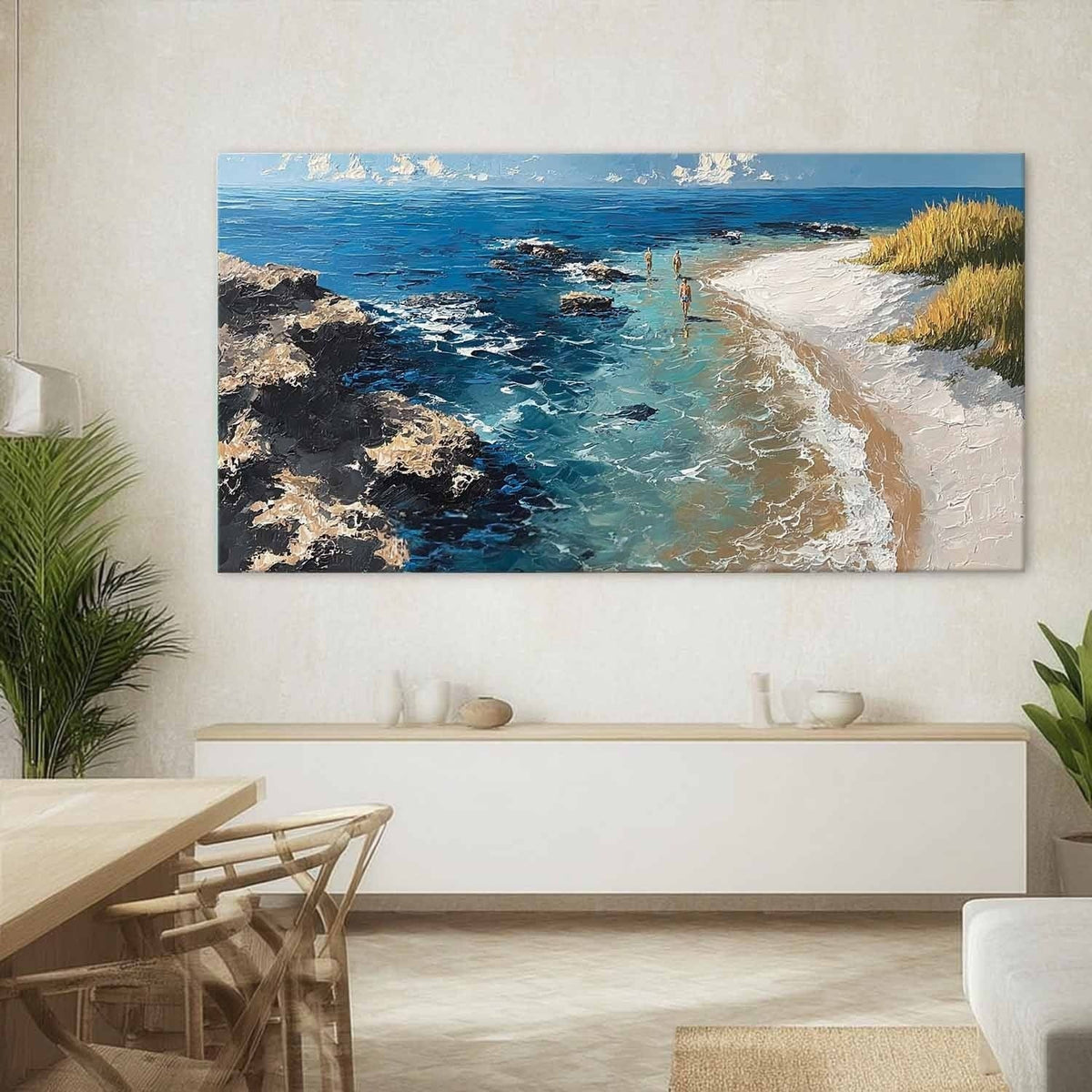 Cliffside Beach Impasto Painting