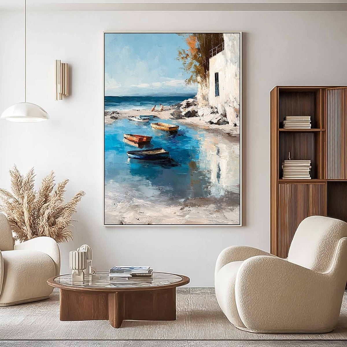 Wall Art Mediterranean Coastal Boats Beach