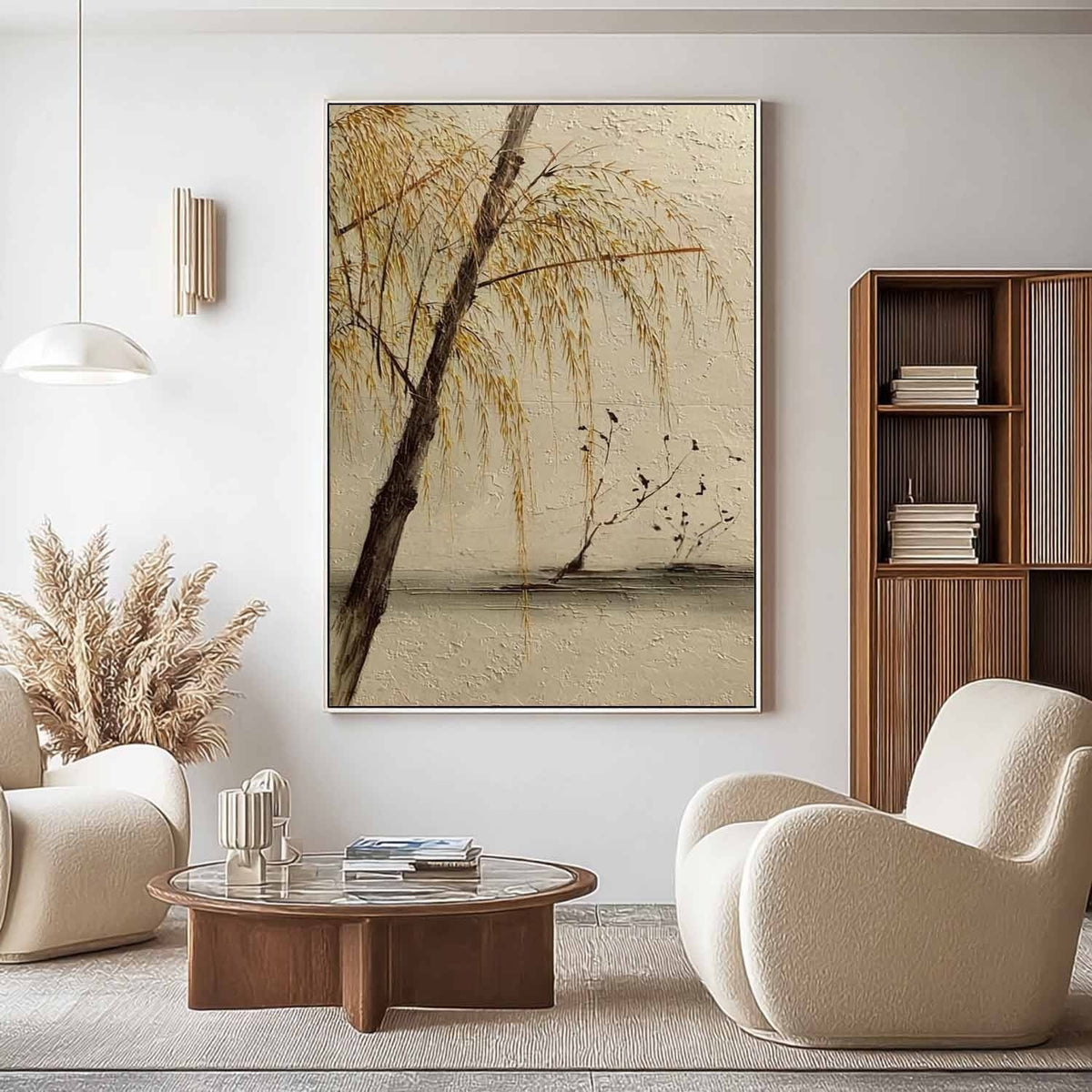 Autumn Willow Lake 3D Impasto Painting - Neutralighting