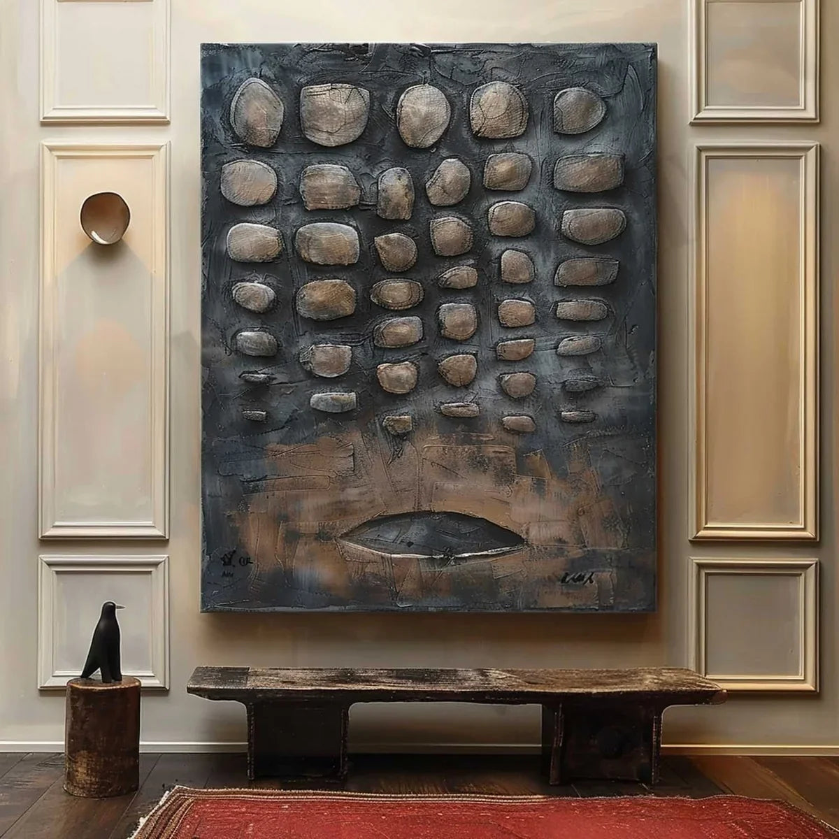 Wall Art Assemblage Textured Monochrome
