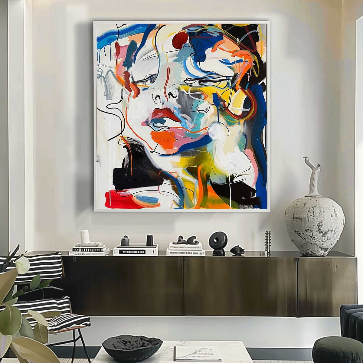 Lovers' Faces Expressionist Impasto Painting