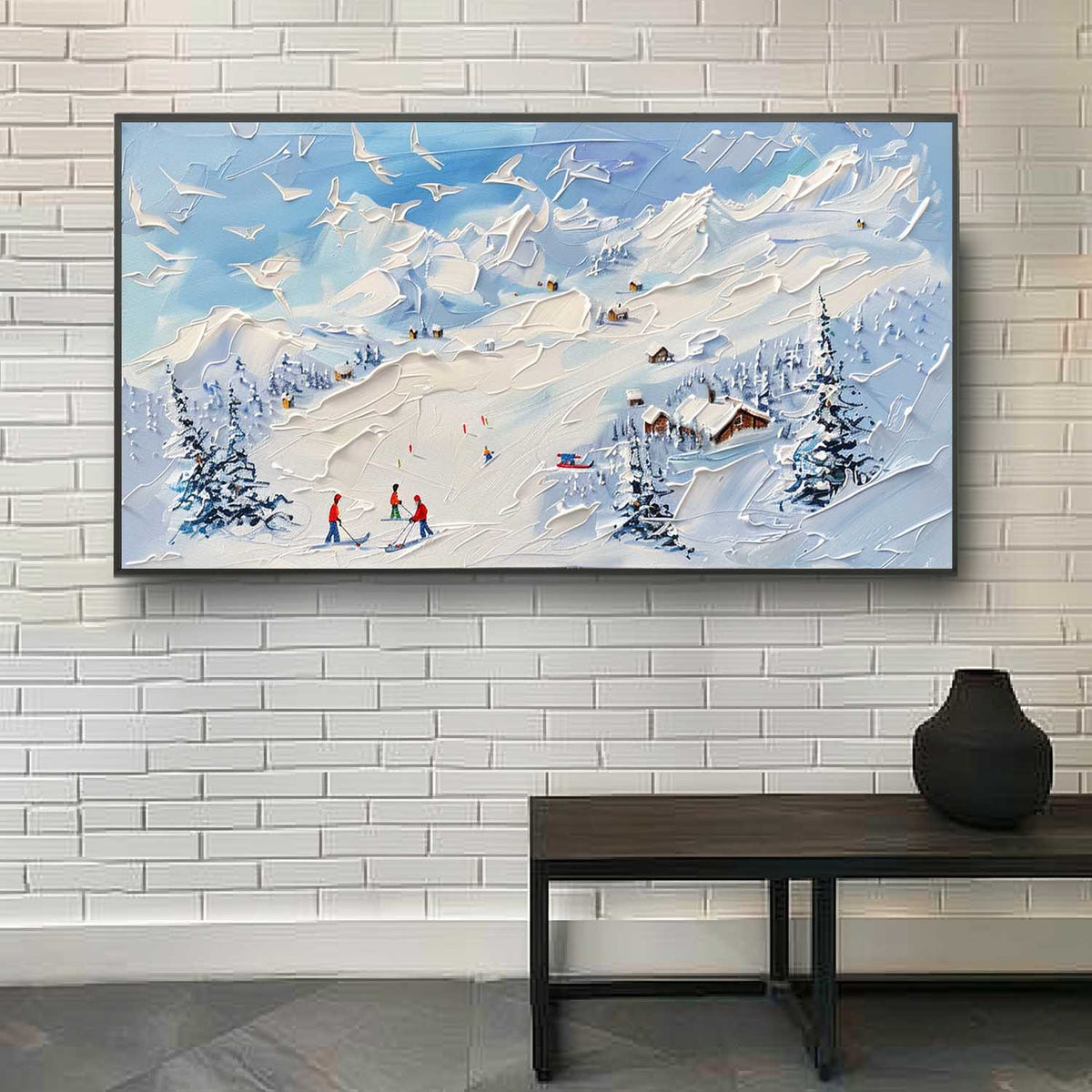 Wall Art Panoramic Impressionist Ski Resort