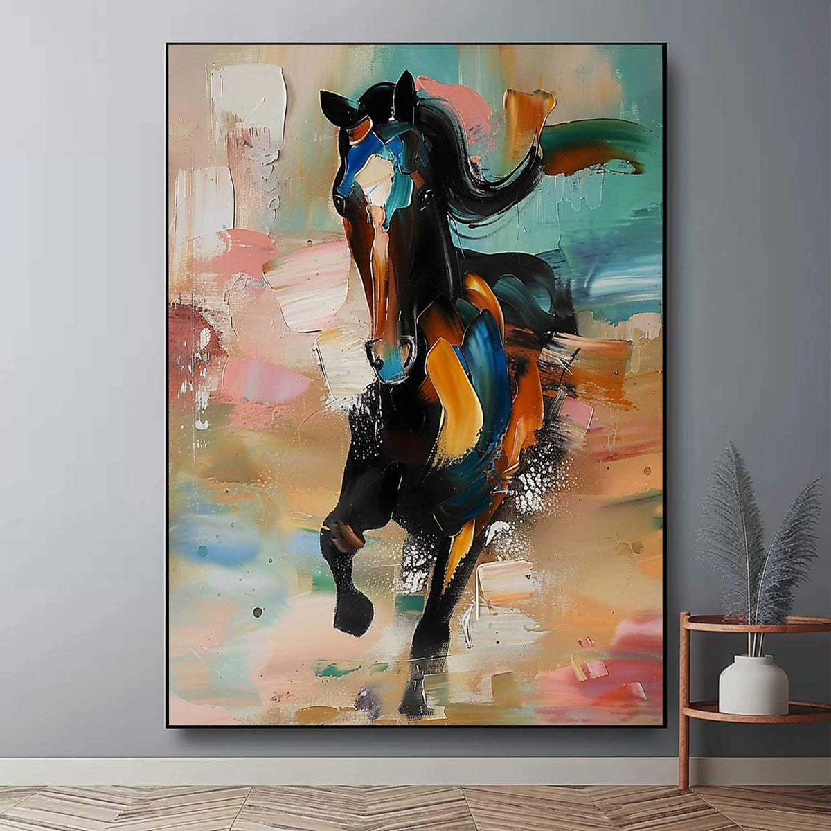 Horse Vibrant Horse Painting Colorful Impasto