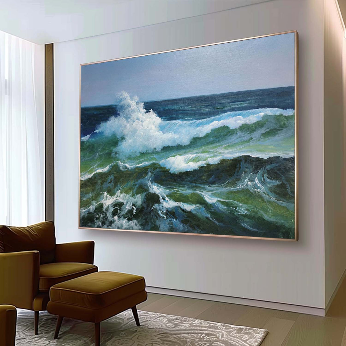 Hyperrealism Dynamic Ocean Wave Impasto Painting