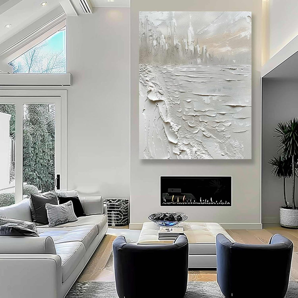 Wall Art Impasto Monochrome Cityscape