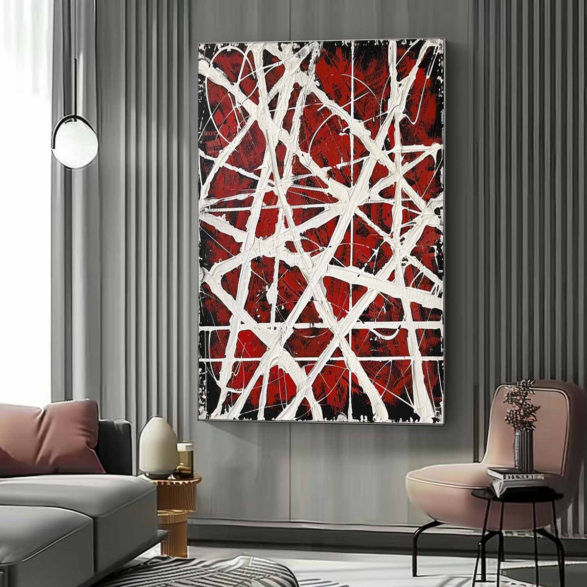Wall Art Bold Expressionist Red White
