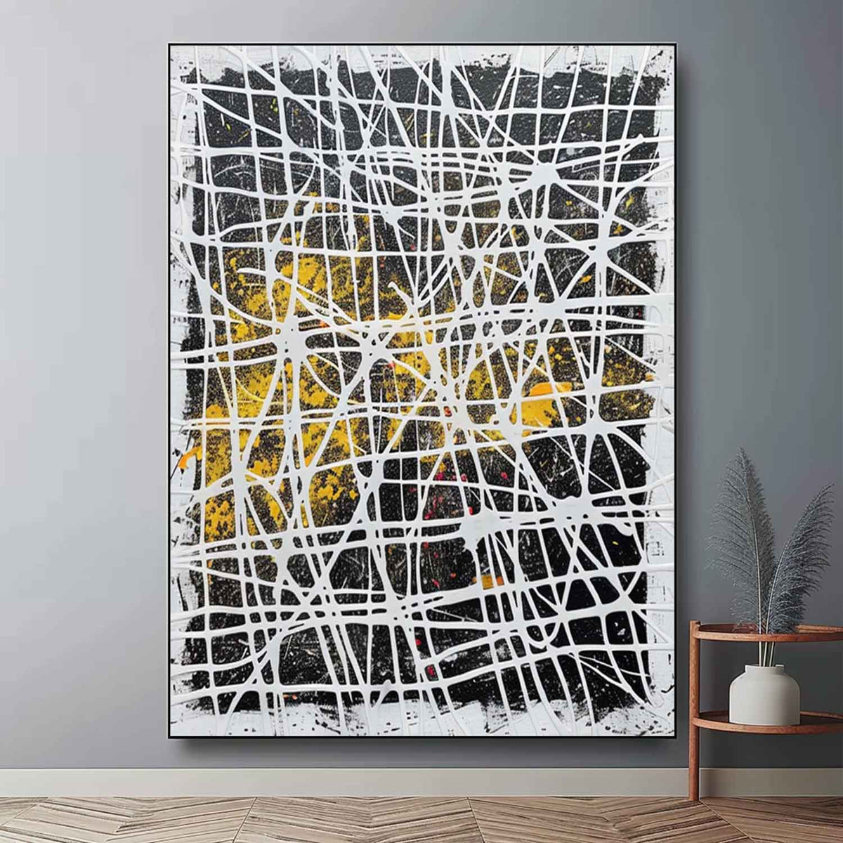 Wall Art Crisscrossing Drip Line Contemporary