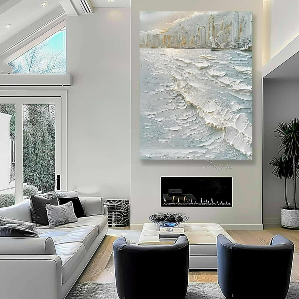 Wall Art Impasto Cityscape Coastal Skyline